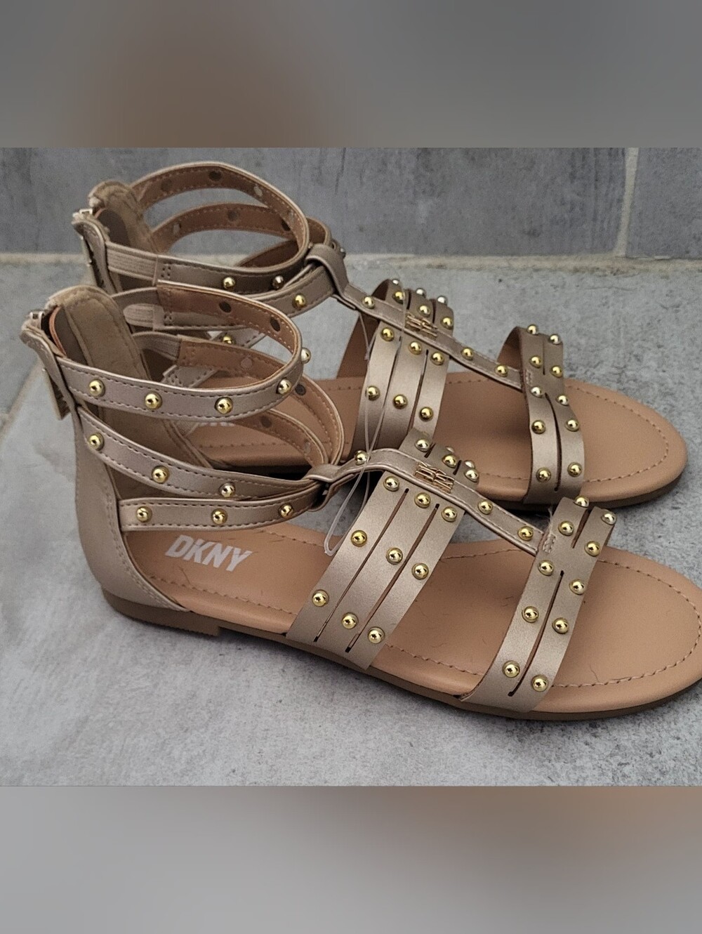 DKNY Gold Gladiator Sandals with Gold Studs - 1 NWOT